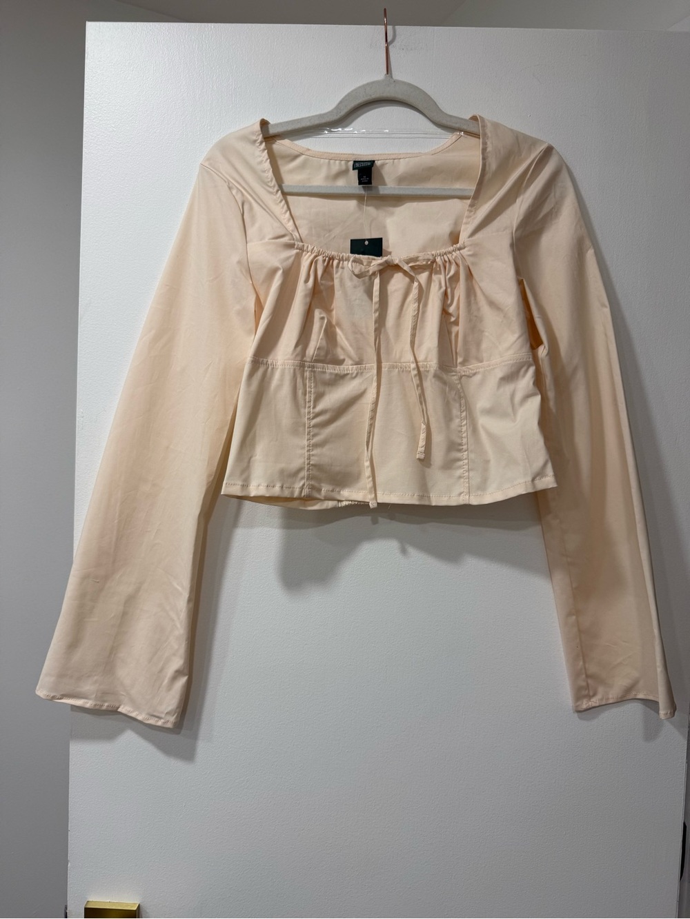 wild fable Peach Drawstring Long-Sleeve Crop Top